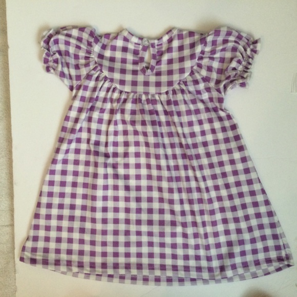 Halloween Smocked Dress Size 6-12 months, Purple and White Check - Picture 2 of 4